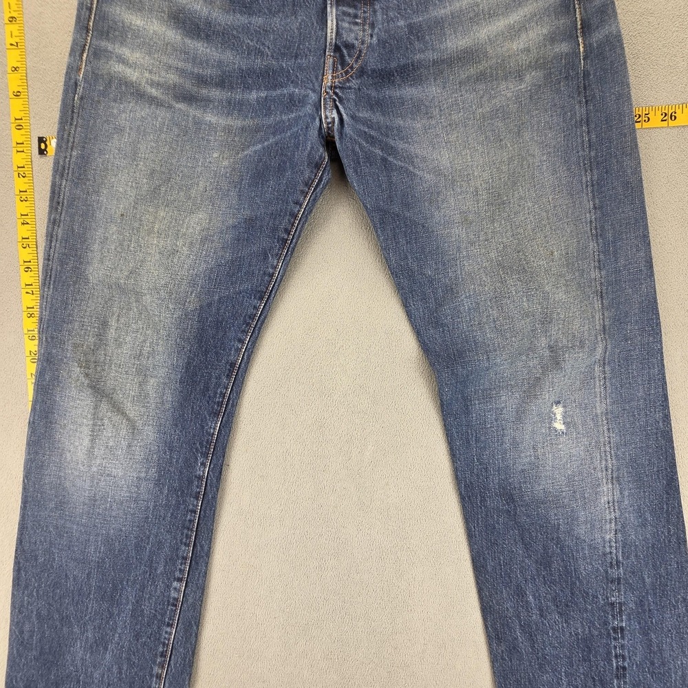 Levis 501 Jeans Mens 33x34 Blue Selvedge LVC Whiskers Button Fly - Picture 10 of 16